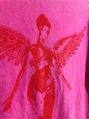 NIRVANA Pink Tee with Red Graphic Accent